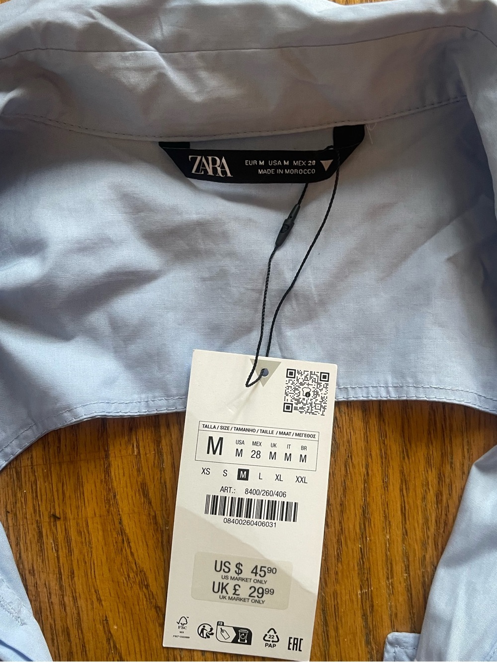 Zara Light Blue Cropped Shirt Backless with Straps - Picture 3 of 5